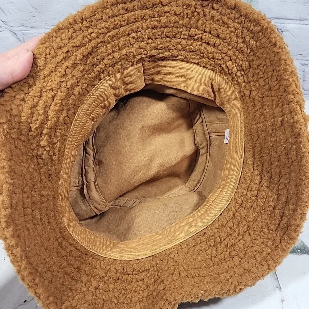 Retro Y2K Bucket Hat‎ Brown Sherpa Shag Adult One Size Hipster Skater
